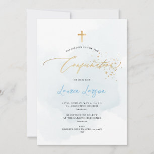 Invitación Confirmación Elegante H2 con azul pálido de ArtsAp