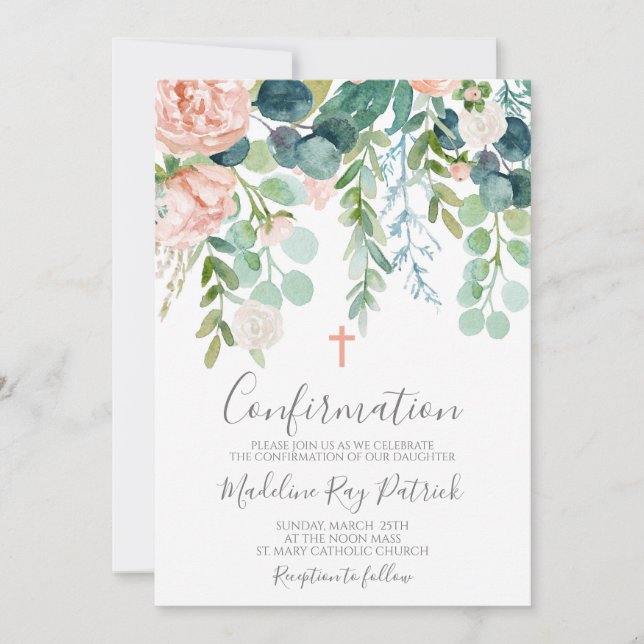 Invitación Confirmación floral (Anverso)