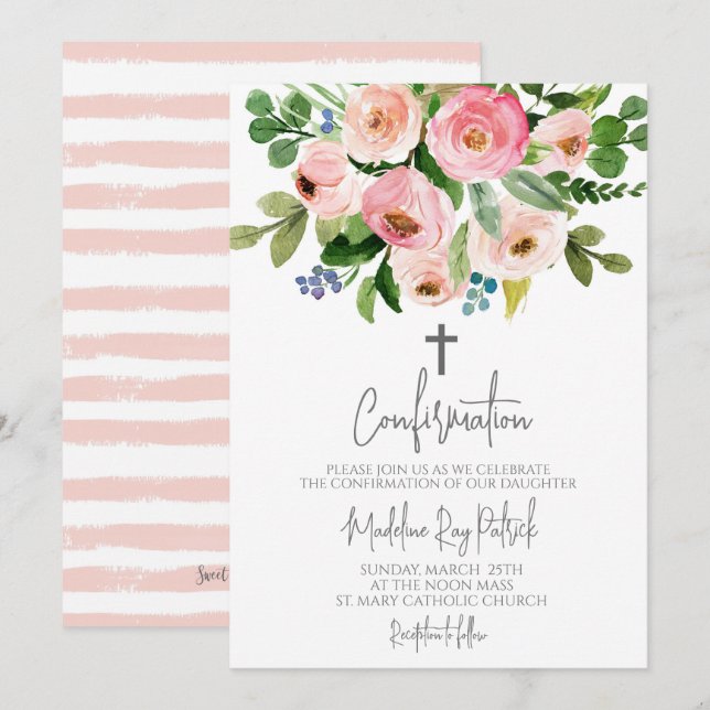 Invitación Confirmación floral (Anverso / Reverso)