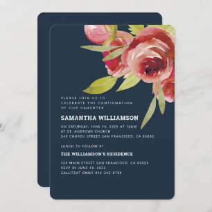 Invitación Confirmación floral acuarela moderna