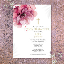Confirmación floral acuarela rosa polvoriento mode