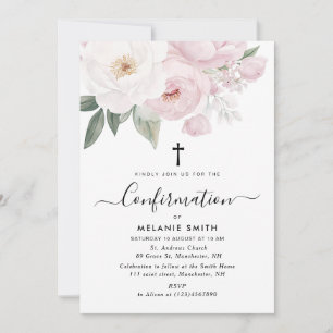 Invitación confirmación floral color agua rosa y blanco