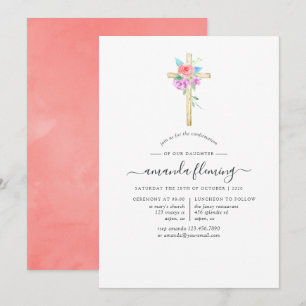 Invitación Confirmación floral de acuarela pastel