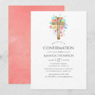 Invitación Confirmación floral de acuarela pastel
