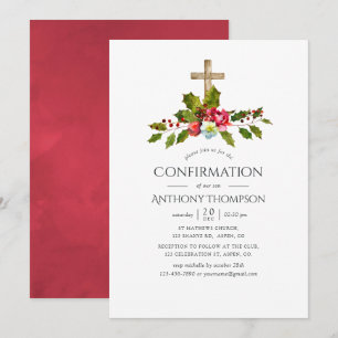 Invitación Confirmación floral de boda de Navidad