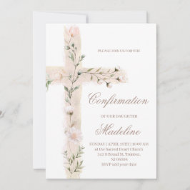 Invitación confirmación floral de la cruz sagrada