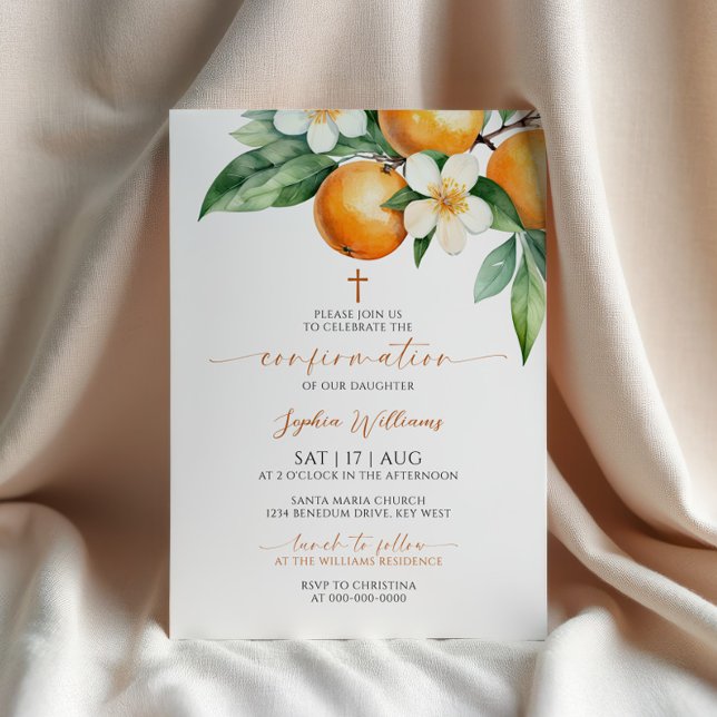 Invitación Confirmación floral de naranja (Subido por el creador)