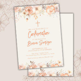 Invitación Confirmación floral de Peach Beige Ivory Flowers
