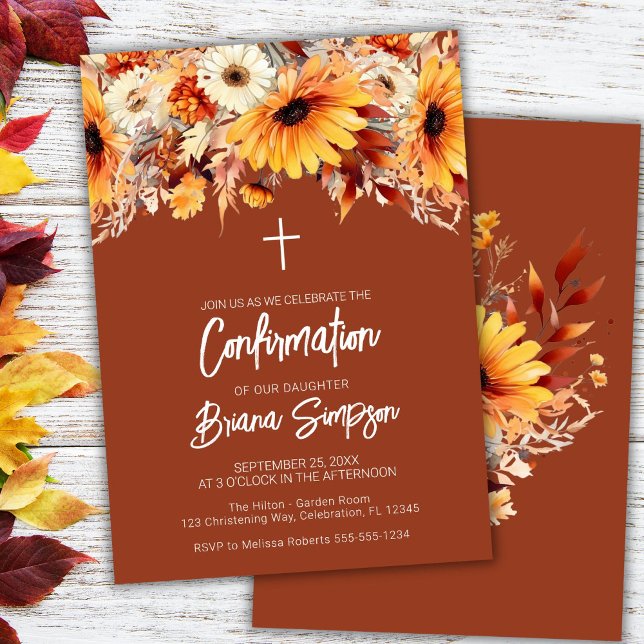 Invitación Confirmación floral de Terracotta Fall (Subido por el creador)