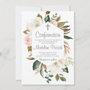 Invitación Confirmación floral rosa