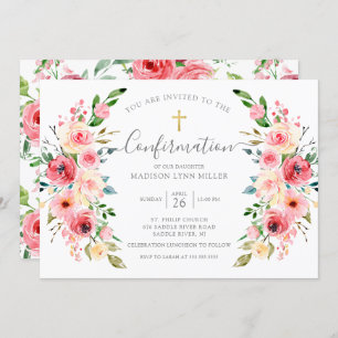 Invitación Confirmación floral Rosa de Springtime Peonies