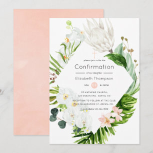 Invitación Confirmación floral tropical paraíso exuberante
