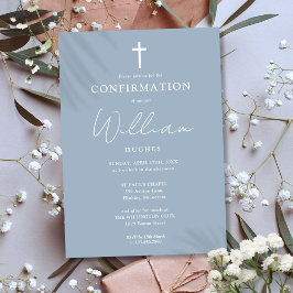 Invitación Confirmación Minimalista Dusty Blue Modern