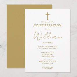 Invitación Confirmación Minimalista moderna y elegante de oro