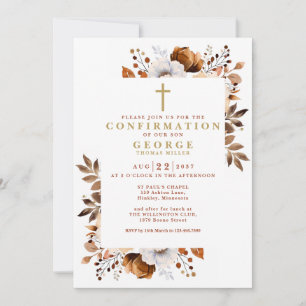 Invitación Confirmación moderna de estilo floral de Boho rúst