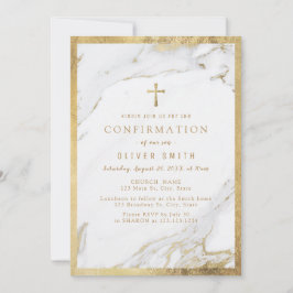Invitación Confirmación moderna de mármol dorado