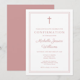 Invitación Confirmación moderna de Rosa de borde rosado