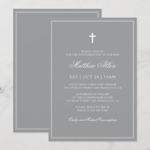 Invitación Confirmación Para Él Elegante Cruz Clásica