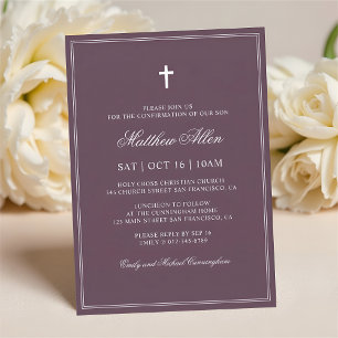 Invitación Confirmación Para Él  Elegante Cruz Clásica