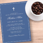Invitación Confirmación Para Él | Elegante Cruz Clásica<br><div class="desc">Compuesto por una elegante tipografía de guion serif y cursiva sobre el marco con una elegante cruz. Este diseño es atemporal,  clásico y elegante. Esto es diseñado por Select Fiesta Supplied Supplied,  exclusivo para Zazzle. Disponible aquí: http://www.zazzle.com/selectpartysupplies</div>