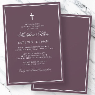 Invitación Confirmación Para Él   Elegante Cruz Clásica