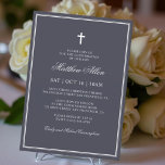 Invitación Confirmación Para Él | Elegante Cruz Clásica<br><div class="desc">Compuesto por una elegante tipografía de guion serif y cursiva sobre el marco con una elegante cruz. Este diseño es atemporal,  clásico y elegante. Esto es diseñado por Select Fiesta Supplied Supplied,  exclusivo para Zazzle. Disponible aquí: http://www.zazzle.com/selectpartysupplies</div>