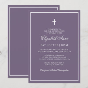 Invitación Confirmación Para Ella   Cruz Clásica Elegante