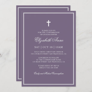 Invitación Confirmación para ella Elegante Cruz Clásica