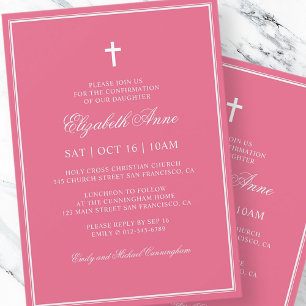 Invitación Confirmación para ella Elegante Cruz Clásica