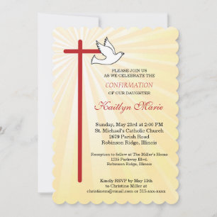 Invitación Confirmación para Hija Cruz Paloma Rayos Concha de