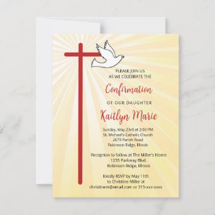 Invitación Confirmación para la cruz de la paloma de rayos do