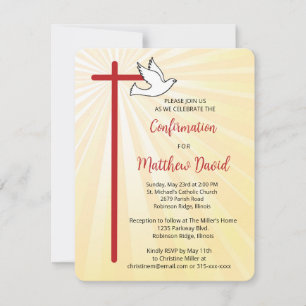 Invitación Confirmación para machos cruzados con palos dorado