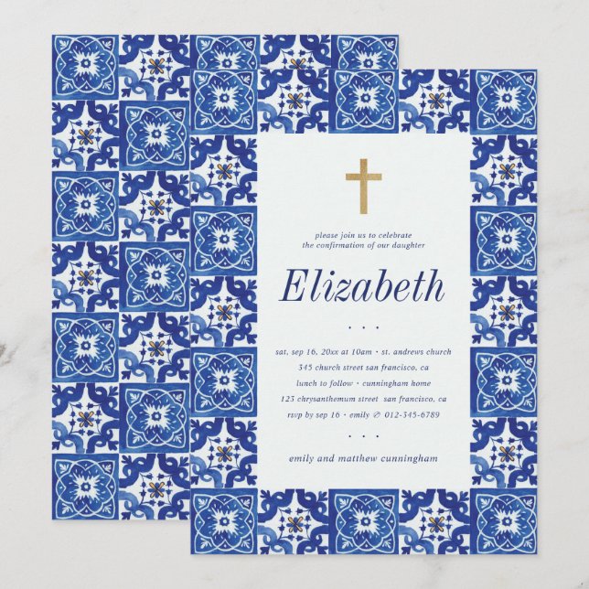 Invitación Confirmación Para Sus Azulejos Mediterráneos (Anverso / Reverso)