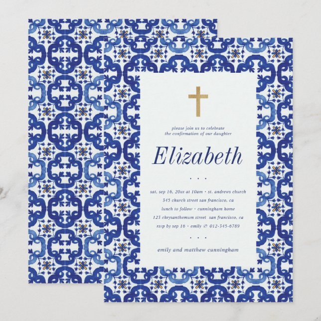 Invitación Confirmación Para Sus Azulejos Mediterráneos (Anverso / Reverso)
