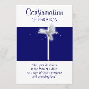 Invitación Confirmación religiosa de los chicos azul