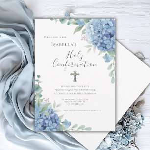 Invitación Confirmación Religiosa Hortensia Azul