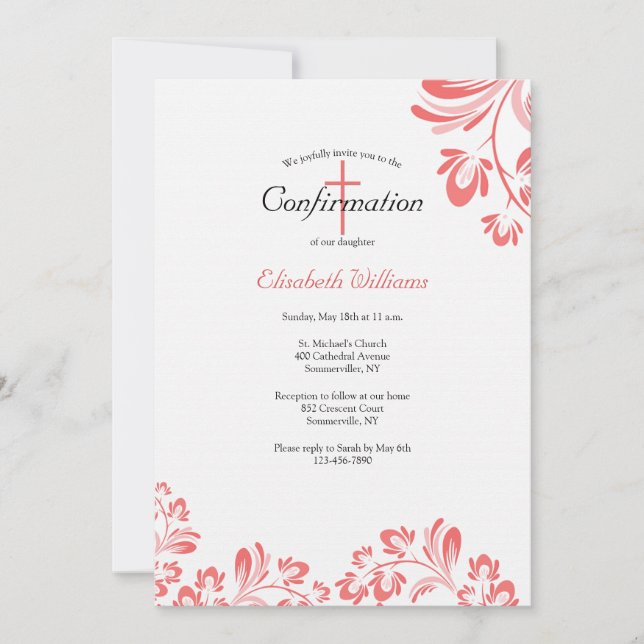 Invitación Confirmación Ruby Red (Anverso)