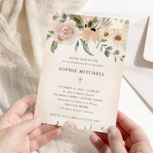 Invitación Confirmación simple de las flores de color de agua
