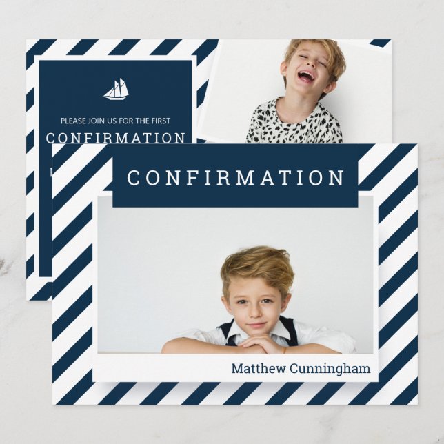 Invitación Confirmación simple| Niño (Anverso / Reverso)