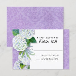 Invitación Confirmar asistencia boda floral hortensia lavanda