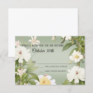 Invitación Confirmar asistencia Boda Vintage Verde Salvia Mar