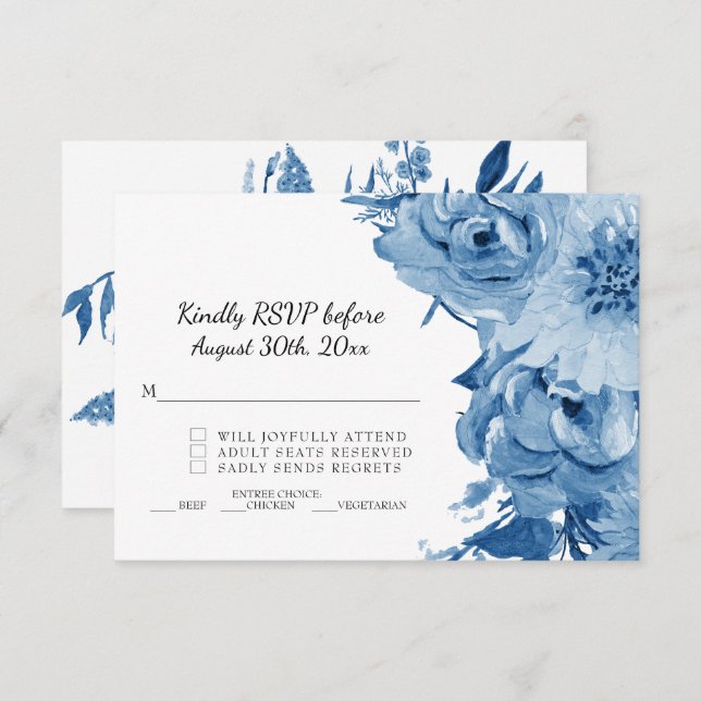 Invitación Confirmar asistencia Bodas Florales Modernas Acuar (Anverso / Reverso)