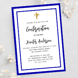 Invitación Confirmation boy royal blue white