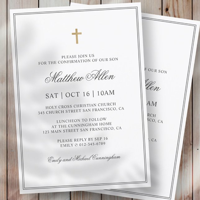 Invitación Confirmation For Him | Elegant Classic Cross (Subido por el creador)