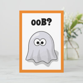 Invitación Confused Ghost Says "Oob?" Funny Halloween Cartoon