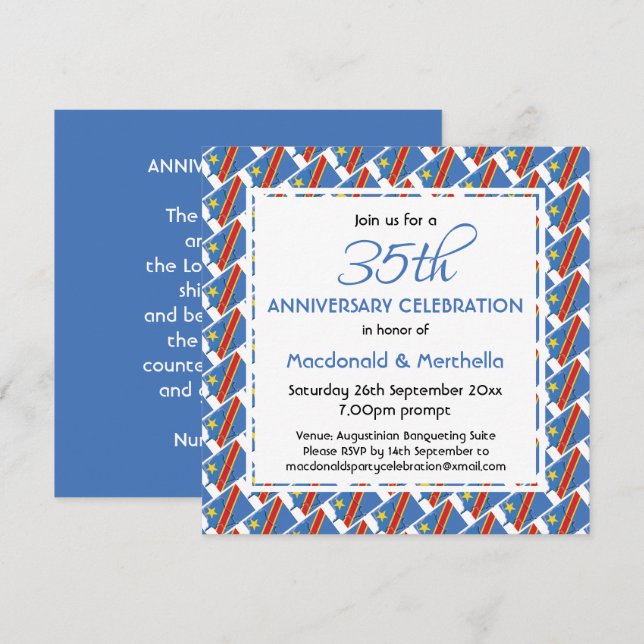 Invitación CONGO FLAG DRC Celebración del Aniversario Persona (Anverso / Reverso)