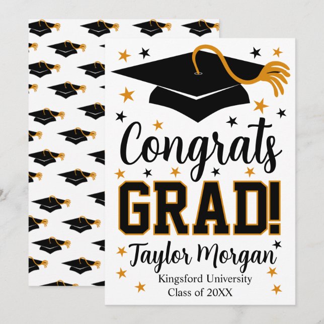 Invitación Congrats Grad Custom Name Graduation (Anverso / Reverso)
