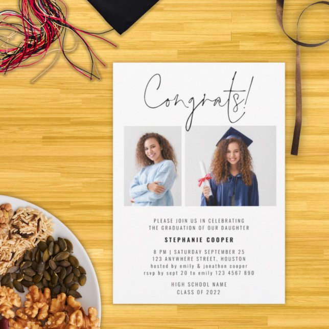 Invitación Congrats Script 2 Foto Partido de Graduación 2022 (Subido por el creador)