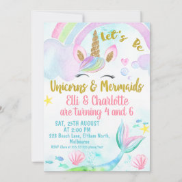 Invitación conjunta a la sirena y al cumpleaños de