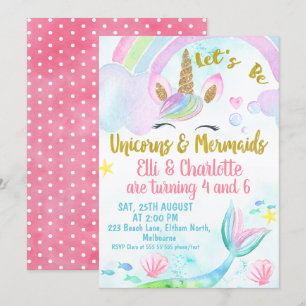 Invitación conjunta a la sirena y al cumpleaños de